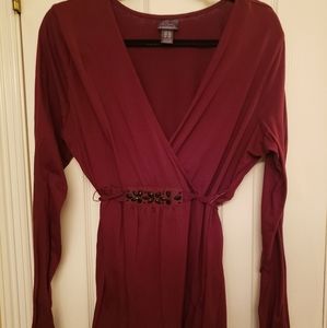 Long sleeve maternity top with tie back